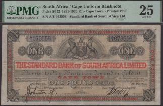 Standard Bank of British South Africa Limited, Â£1, printed date 16 November 1891, serial num...