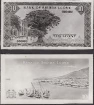 Bank of Sierra Leone, an archival photograph showing the design for a proposed 10 Leones, ND...