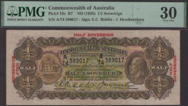 Commonwealth of Australia, 1/2 Sovereign, ND (1928), serial number A/74 589017, Riddle and H...