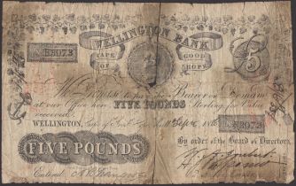 Wellington Bank, Â£5, 11 September 1888, serial number B3973, Duke of Wellington at top centr...