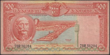 Banco de Angola, 500 Escudos, 15 August 1956, serial number 7BR36284, original good fine to...