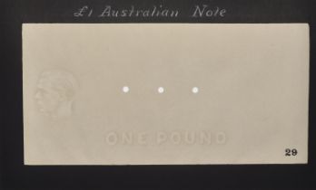 Commonwealth of Australia, watermarked papers for an intended issue of Â£1 and Â£5 of 1936, fe...