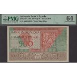 Bank Indonesia, 500 Rupiah, 1952, serial number XYJ099917, in PMG holder 64, choice uncircul...