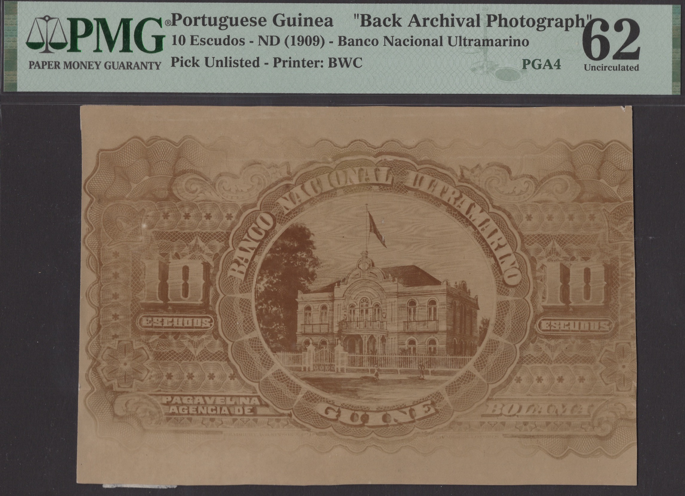 Banco Nacional Ultramarino, Portuguese Guinea, obverse and reverse sepia photographs... - Image 3 of 4