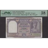 Reserve Bank of India, 10 Rupees, ND (1943), serial number K/76 572464, Deshmukh signature,...