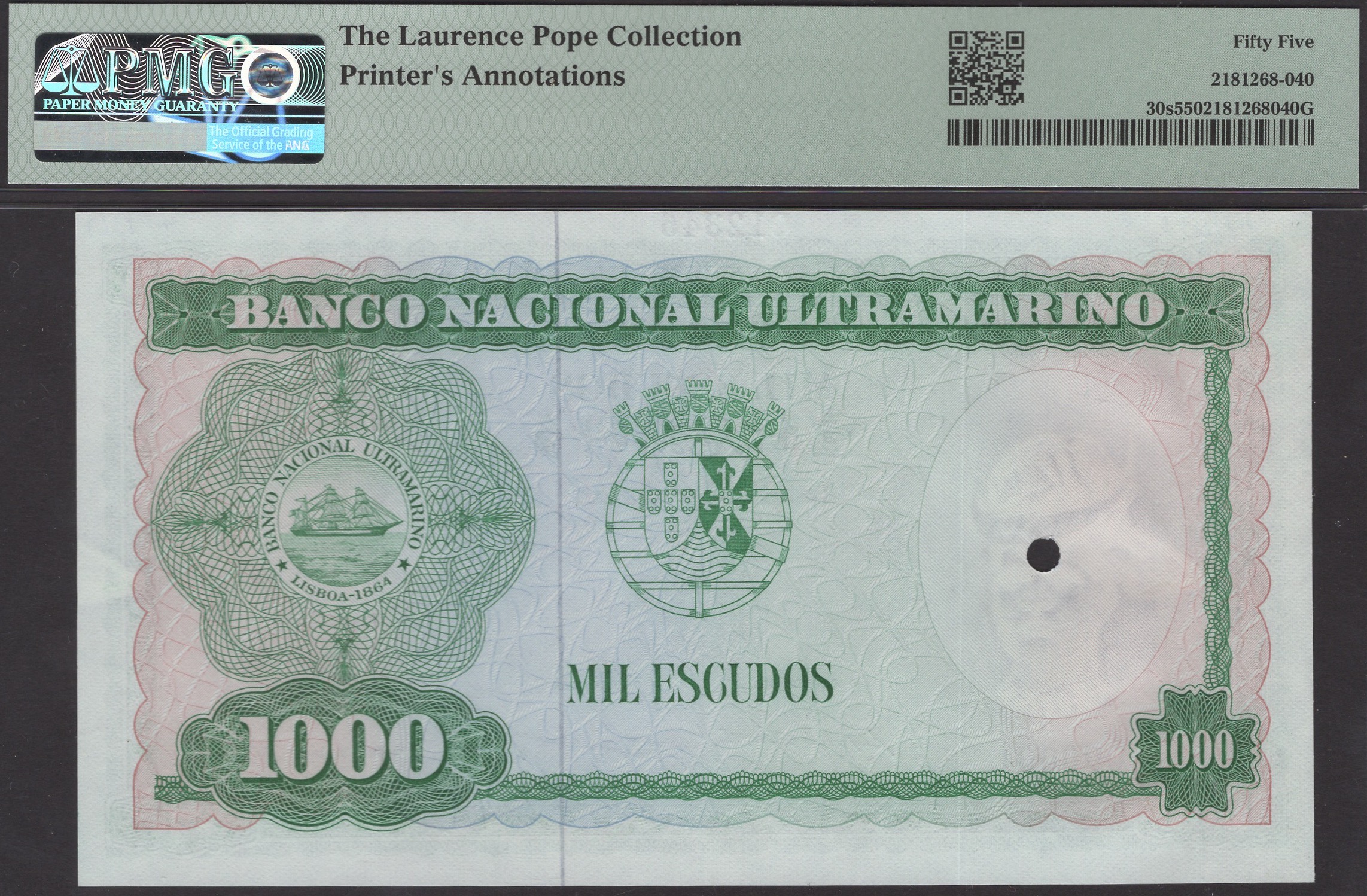 Banco Nacional Ultramarino, Timor, printers archival specimens 1000 Escudos (2), 21 March... - Bild 2 aus 4