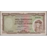 Banco Nacional Ultramarino, Portuguese India, 1000 Escudos, 2 January 1959, serial number...