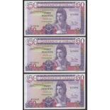 Government of Gibraltar, Â£50 (3), 27 November 1986, serial numbers A078898-900, Traynor...