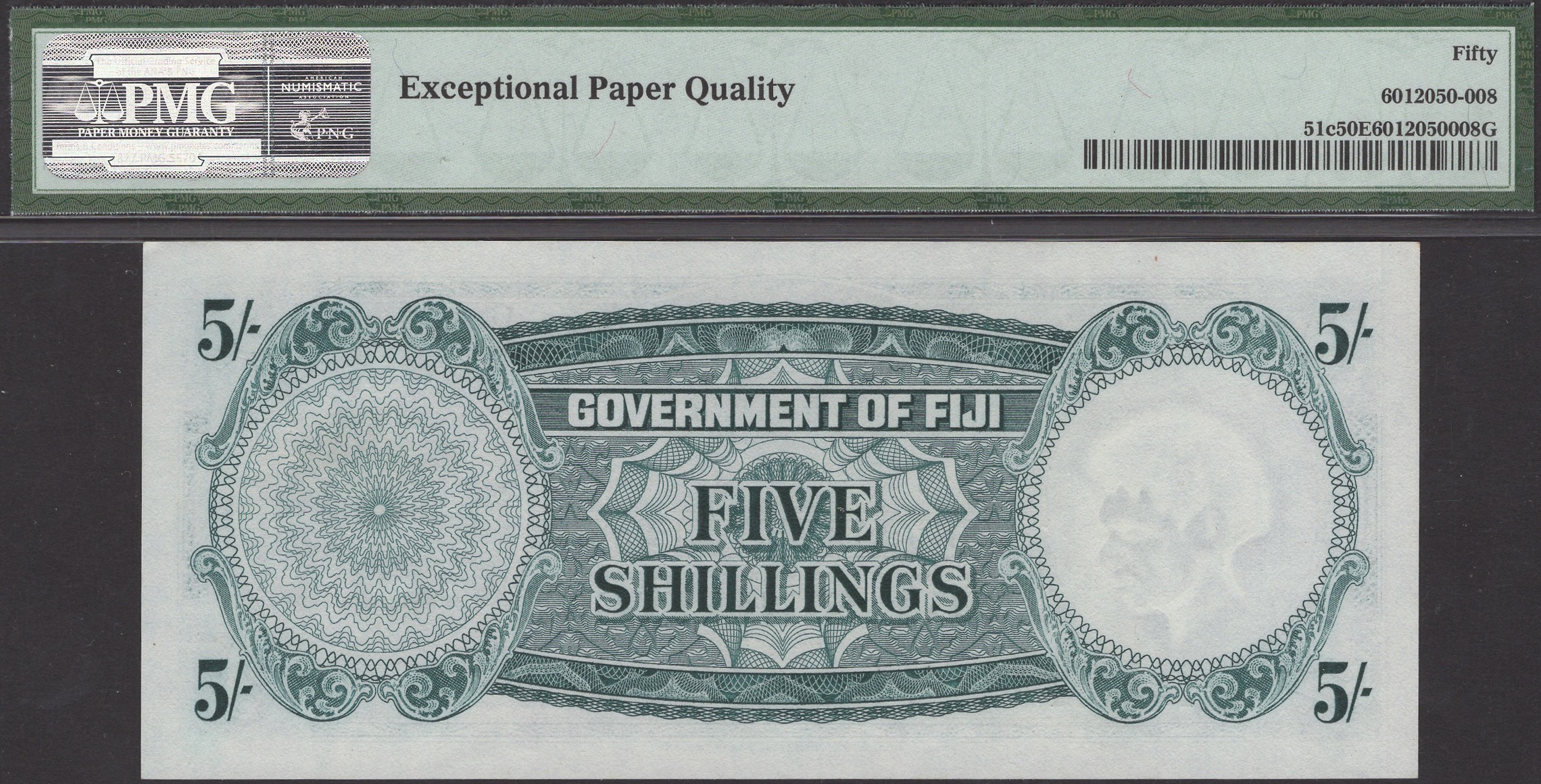 Government of Fiji, 5 Shillings, 1 October 1964, serial number C/9 169064, Richie,... - Image 2 of 2