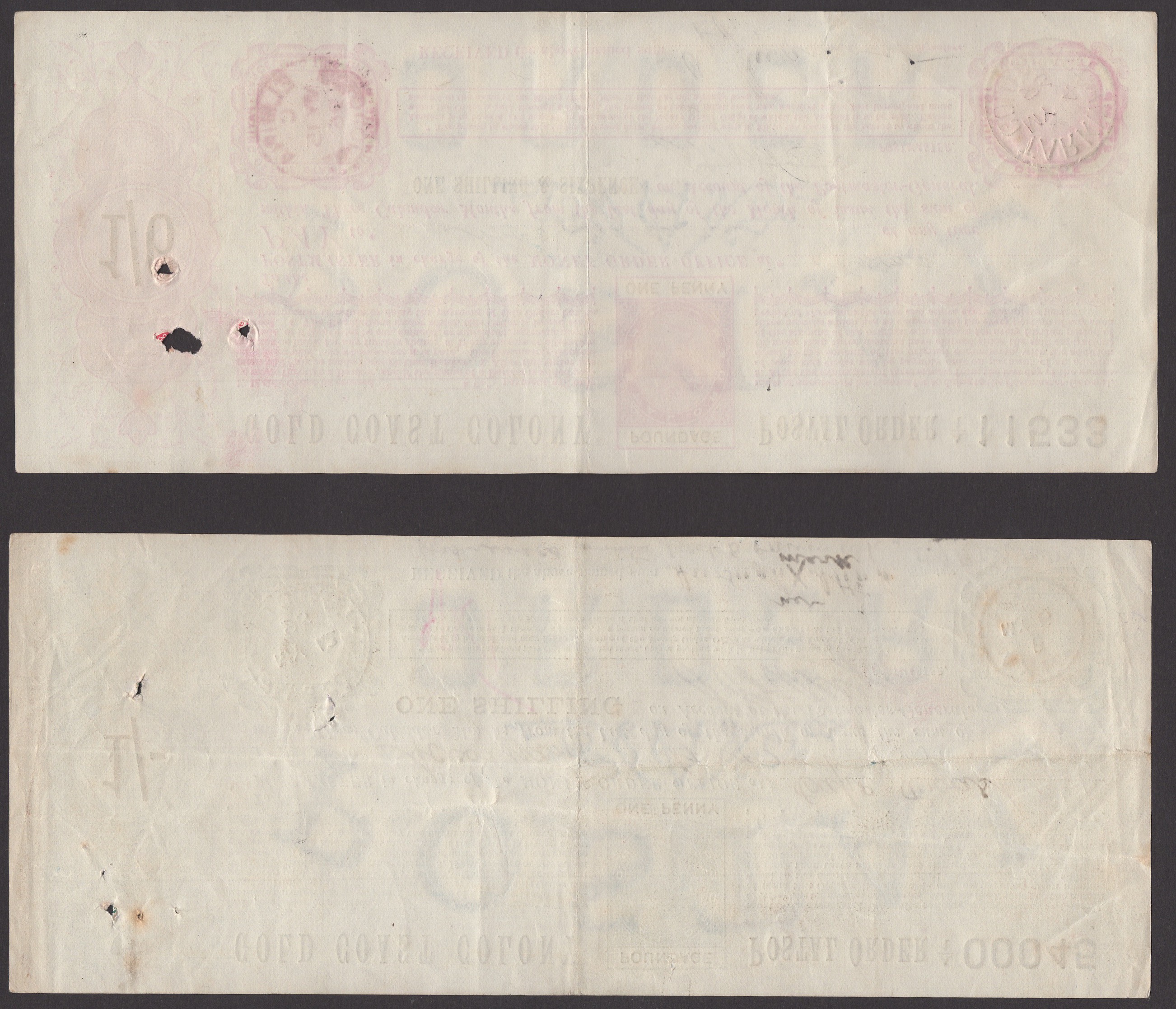 Gold Coast Colony (now Ghana), Postal Orders, a remarkable set of Victorian postal orders... - Bild 2 aus 6