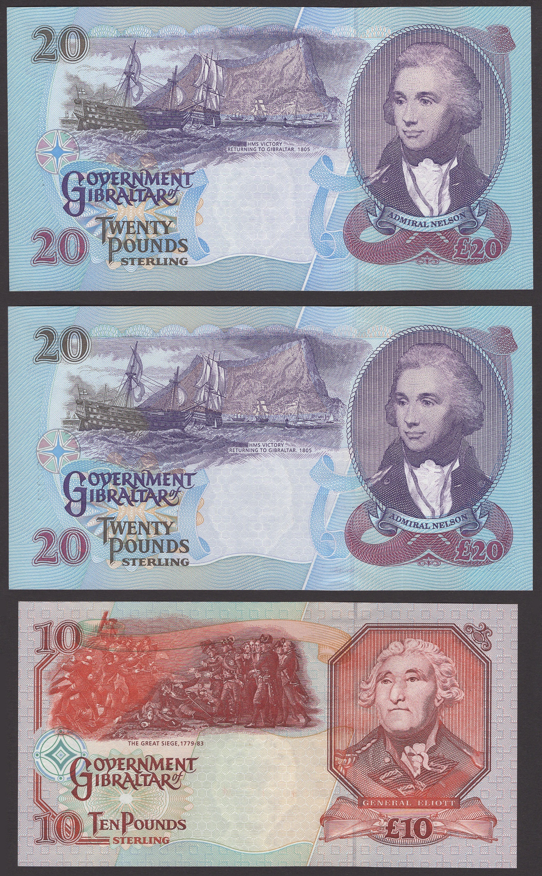 Government of Gibraltar, Â£10 (5), 1 July 1995, prefix AA, Traynor signature, also Â£20... - Image 2 of 6