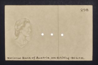 Osterreichsche Nationalbank, watermarked paper as used on the 100 Schilling, 2 January...
