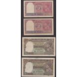 Reserve Bank of India, 2 Rupees (2), ND (1937), prefix G/19, Deshmukh signature, 5 Rupees,...