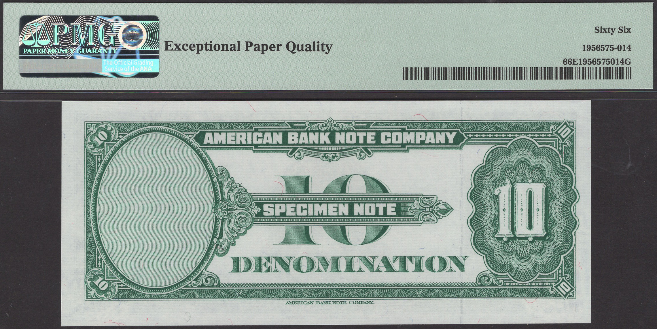 American Banknote Company, a test note for 10 (units), New York, 'Series of 1929', obverse... - Image 2 of 2