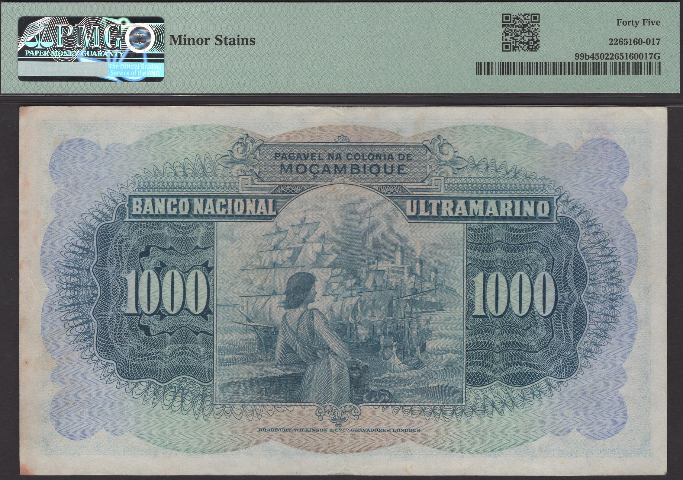 Banco Nacional Ultramarino, Mozambique, 1000 Escudos, 27 March 1947, serial number 453994,... - Image 2 of 2