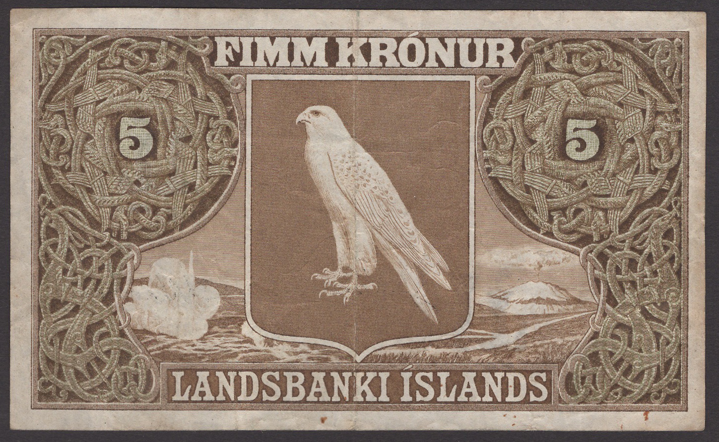 Landsbanki Islands, 5 Kronur, 15 April 1928, serial number 458134, Arnason and Kaaber... - Image 2 of 2