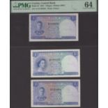 Central Bank of Ceylon, a group of 1 Rupees, 20 January 1951 (2), serial numbers A/5 223494...