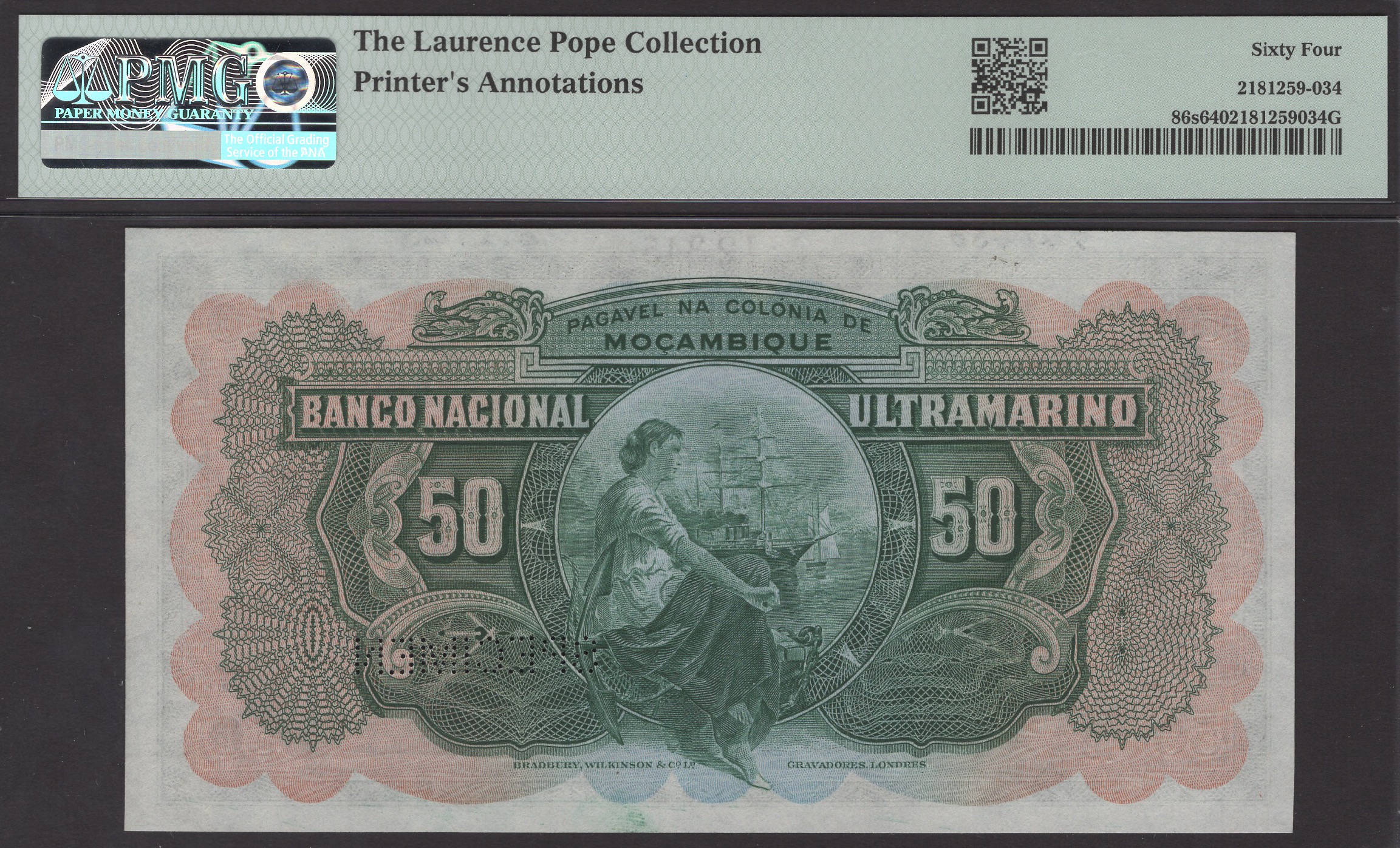 Banco Nacional Ultramarino, Mozambique, printers archival specimens for 50 Escudos (5), 1... - Image 6 of 6
