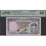 Banco Nacional Ultramarino, Portuguese India, specimen 60 Escudos, 2 January 1959, serial...