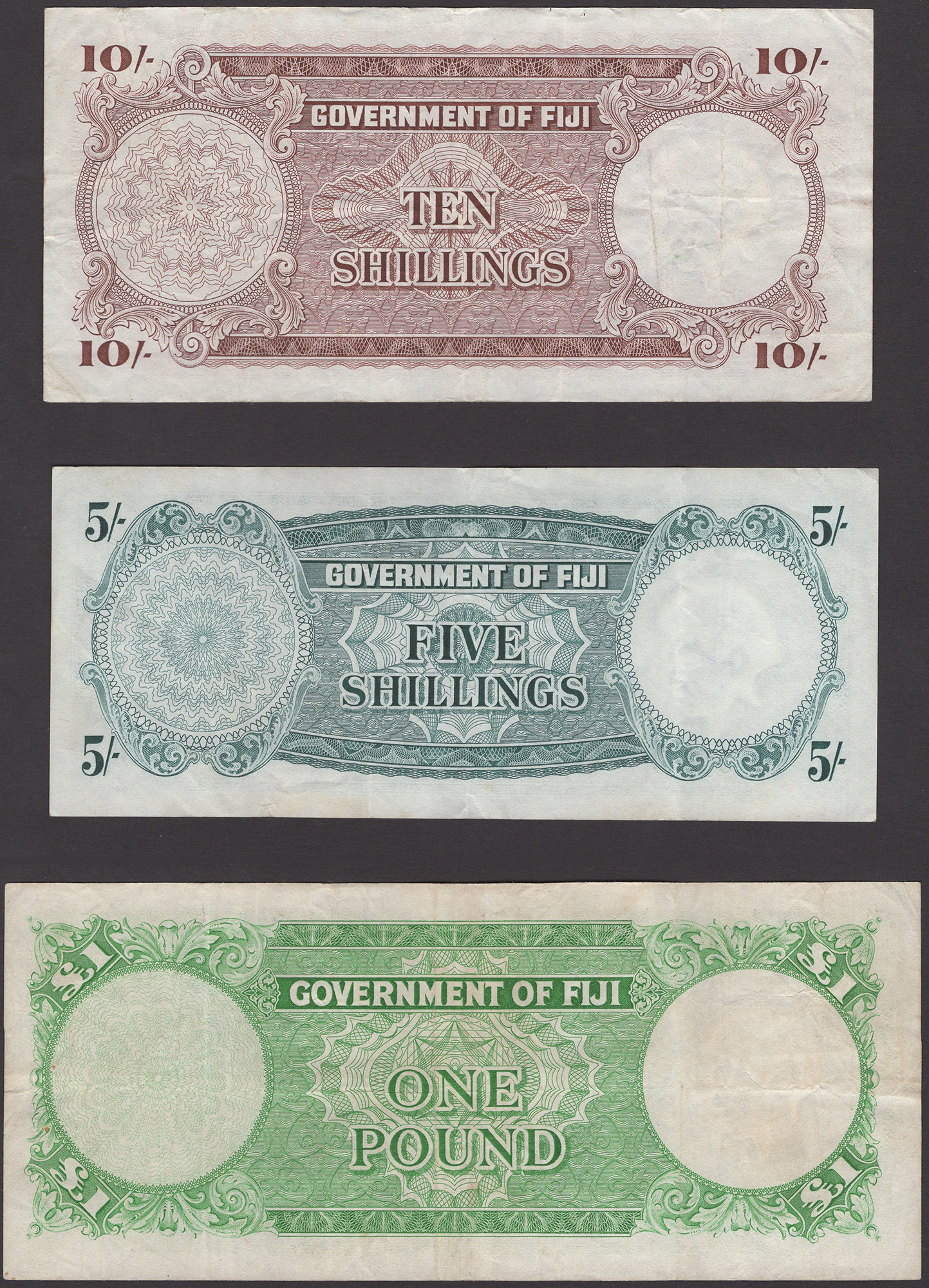 Government of Fiji, 5 and 10 Shillings, 1 October 1965, serial number C/14 36556 and C/9... - Bild 2 aus 2