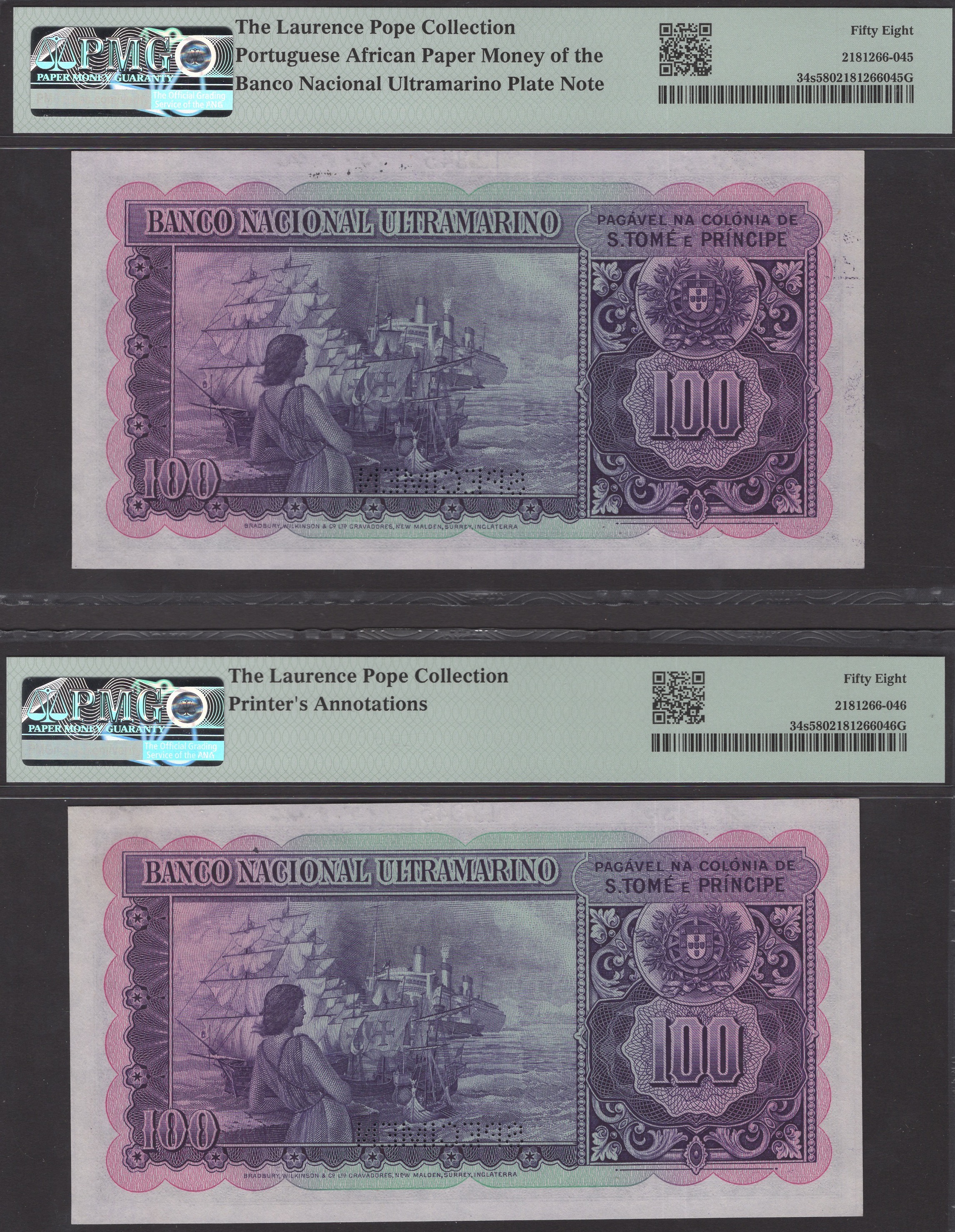 Banco Nacional Ultramarino, St Thomas & Prince, printers archival specimens for 100 Escudos... - Image 2 of 4