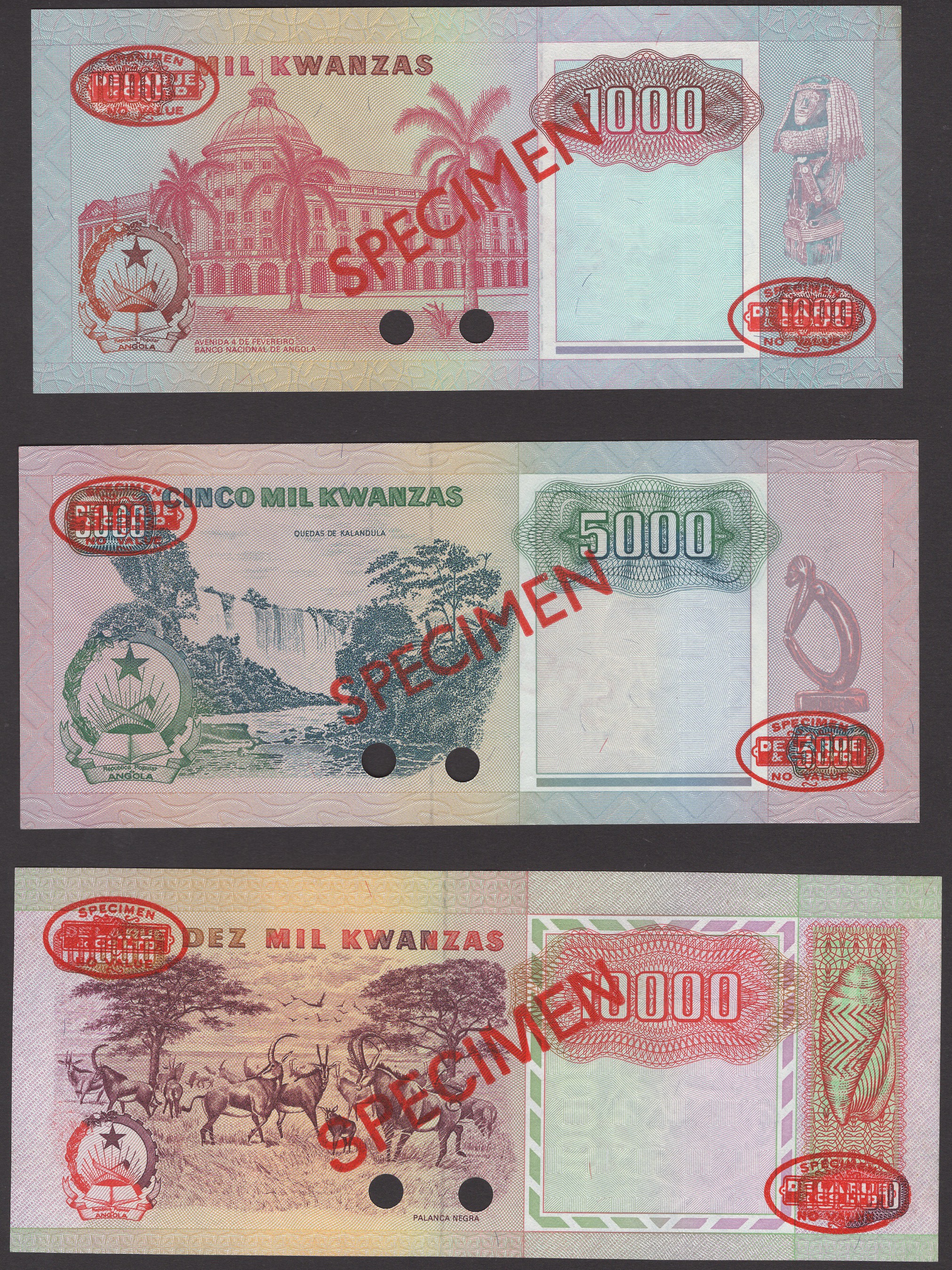 Banco Nacional de Angola, a group of specimens for the 4 February 1991 issue comprising... - Image 4 of 4