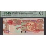 Banco Nacional de Angola, specimen 500 Kwanzas rejustados, 14 August 1995, serial number...