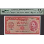Banco Nacional Ultramarino, Cape Verde, 100 Escudos, 16 June 1958, serial number 597024,...