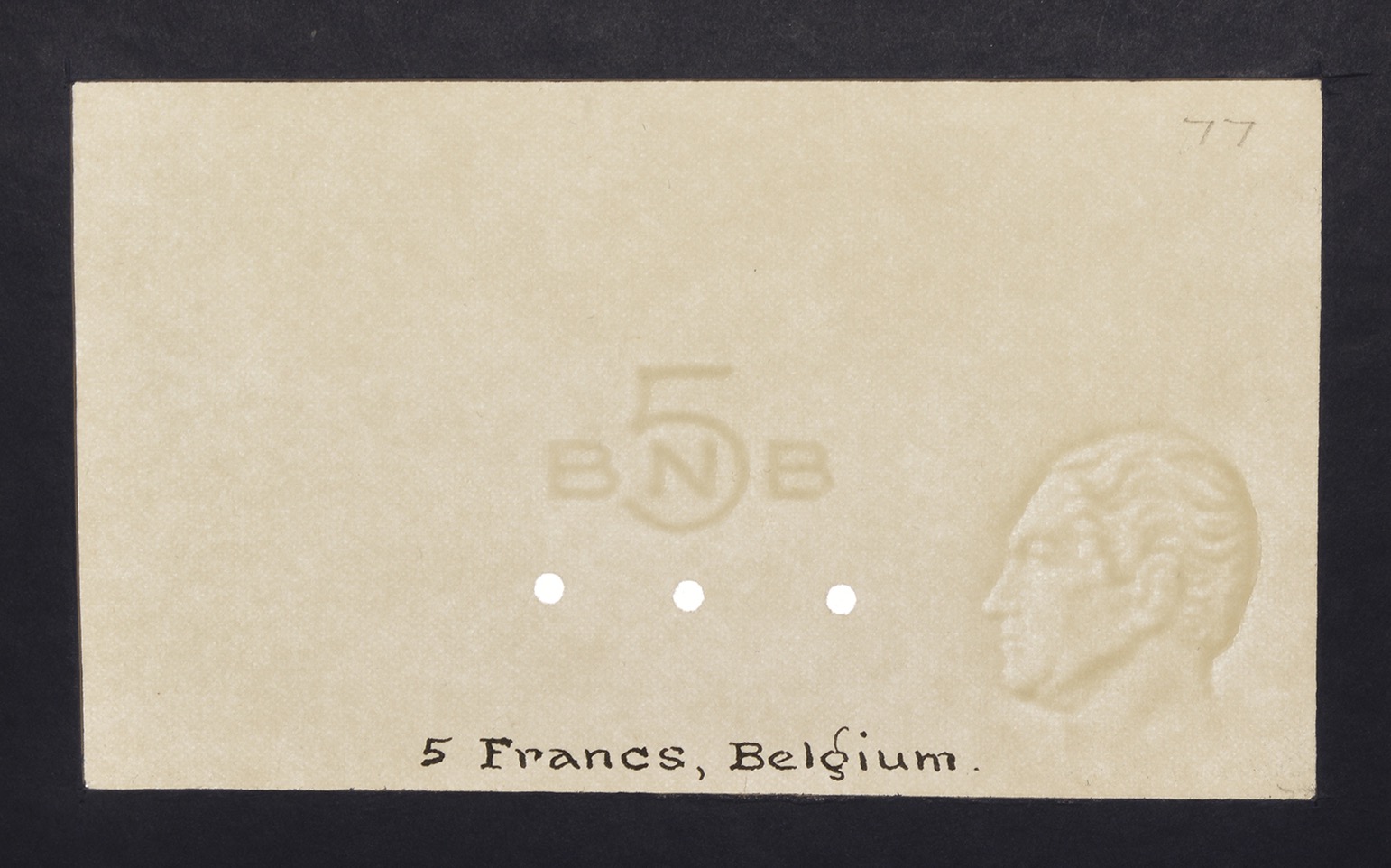 Banque Nationale de Belgique, watermarked papers for 5 Francs (3), 1922-38, 20 Francs (2),... - Bild 2 aus 9