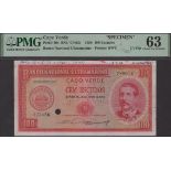 Banco Nacional Ultramarino, Cape Verde, specimen proof 100 Escudos, 16 June 1958, serial...