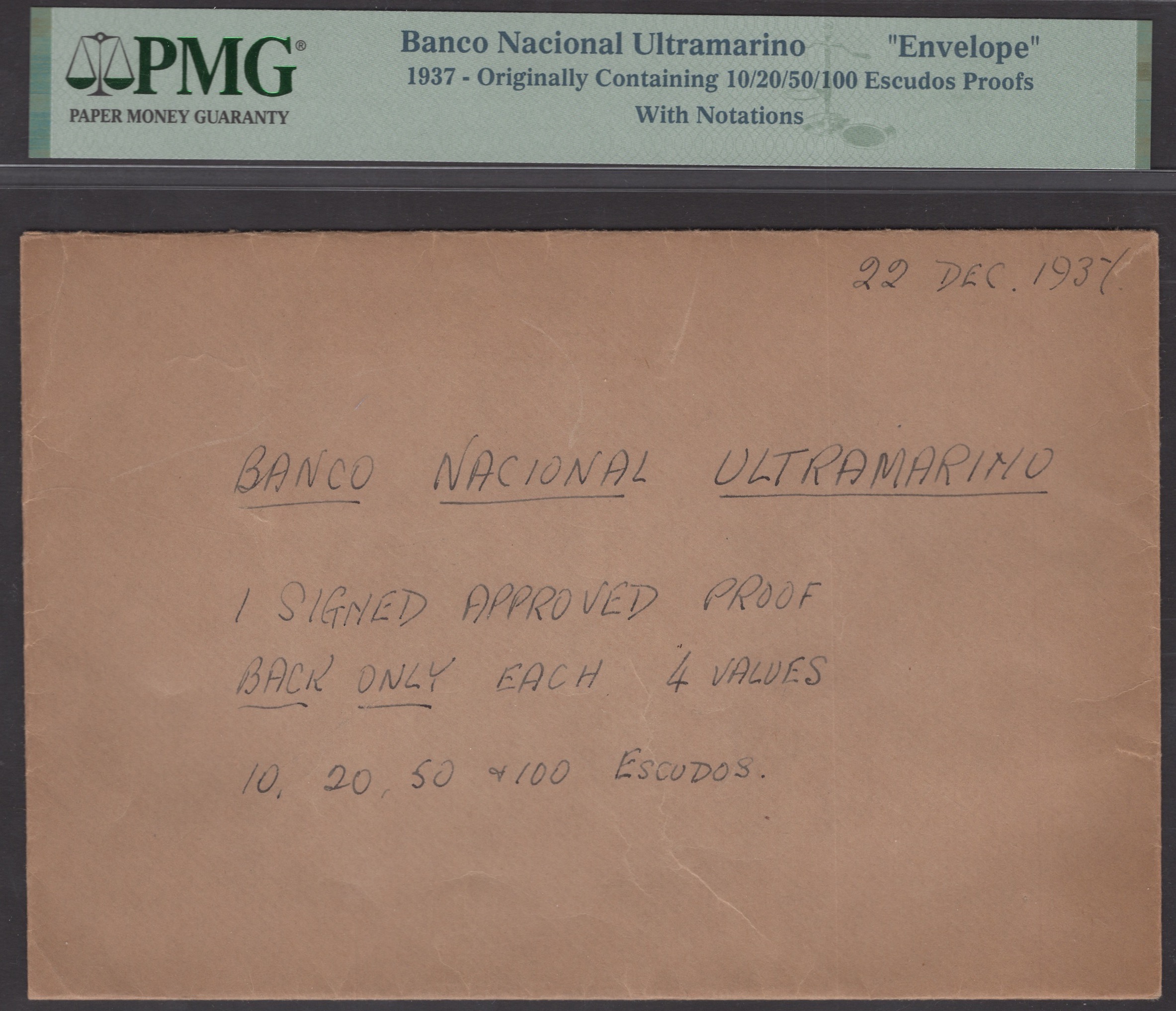 Banco Nacional Ultramarino, Portuguese Guinea, reverse proofs for 10, 20, 50 and 100... - Bild 5 aus 6