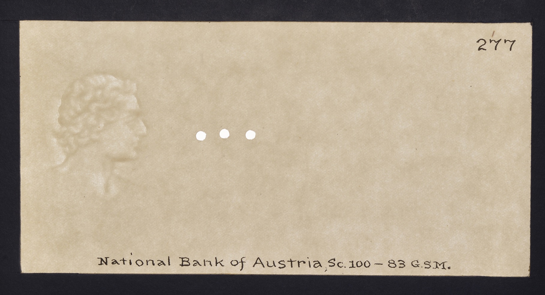 Osterreichsche Nationalbank, watermarked paper as used on the 100 Schilling, 2 January... - Bild 4 aus 4