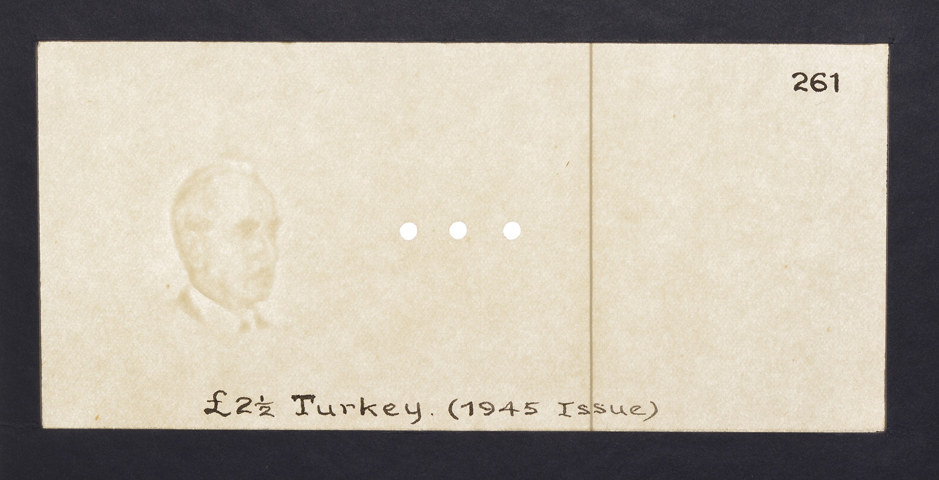 Central Bank of Turkey, a small group of watermarked paper (3) including 2 1/2 and 5...