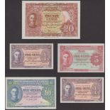 Board of Commissioners of Currency Malaya, 1 (2), 5 (2), 10 (2) and 20 Cents (2), all 1...