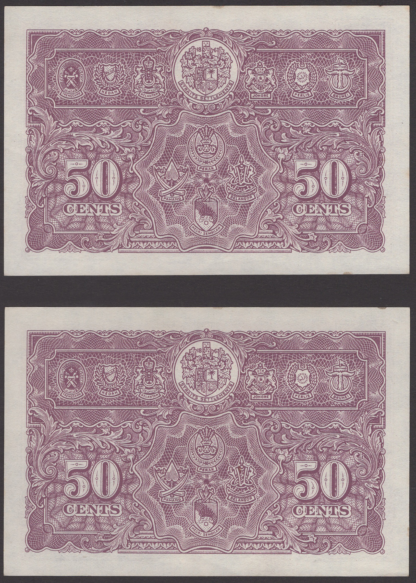 Board of Commissioners of Currency Malaya, 50 Cents (2), 1 July 1941, serial numbers A/25... - Image 2 of 2