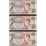 Government of Saint Helena, Â£20 (3), ND (1986), serial numbers A/1 099867-69, uncirculated...