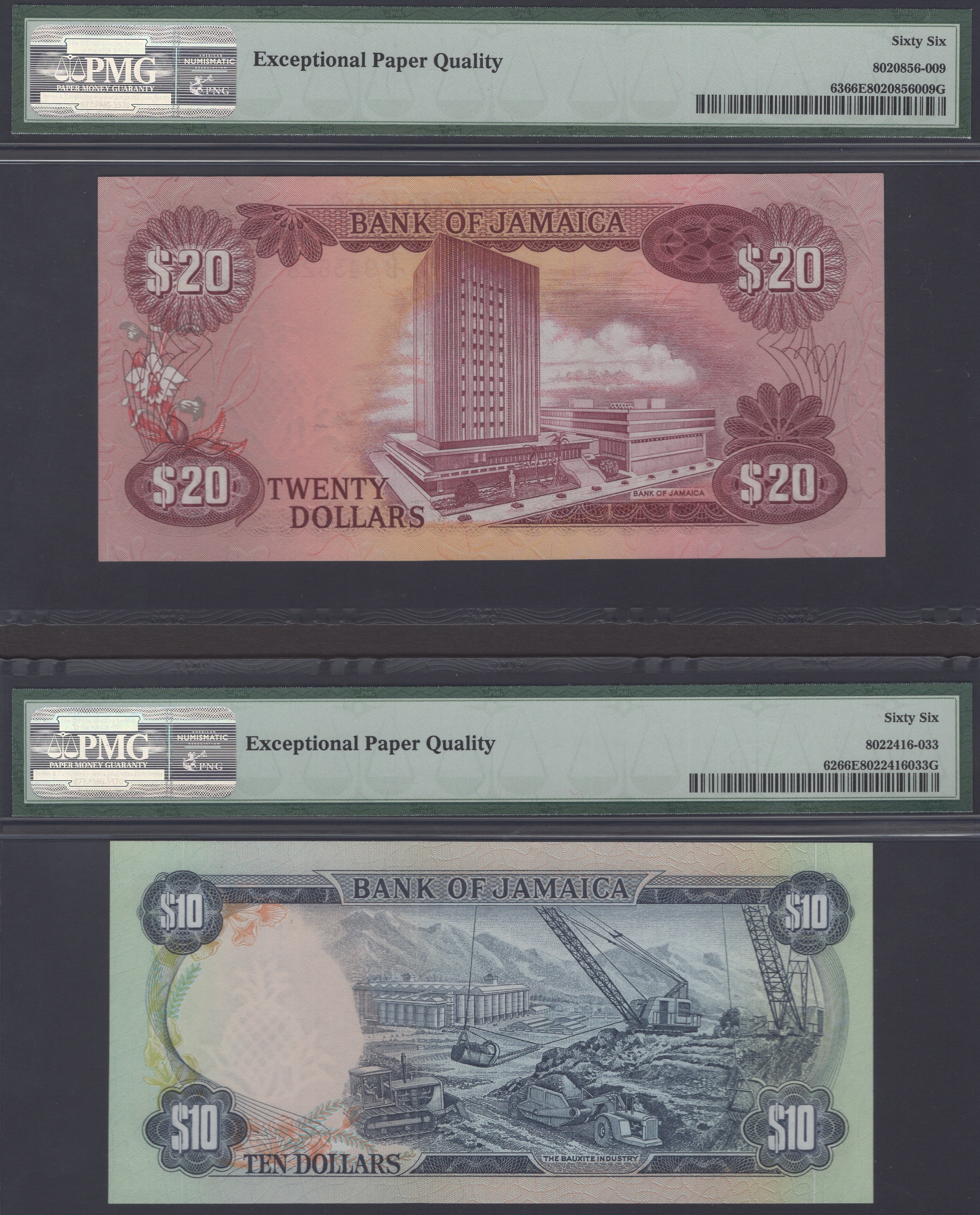 Bank of Jamaica, $10, 1960 (1976), serial number AR641068, also $20, serial number B943628,... - Image 2 of 2