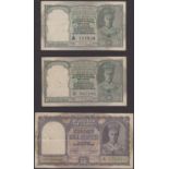 Reserve Bank of India, 5 Rupees (2), ND (1943), black serial numbers B/29 157838 and D/20...