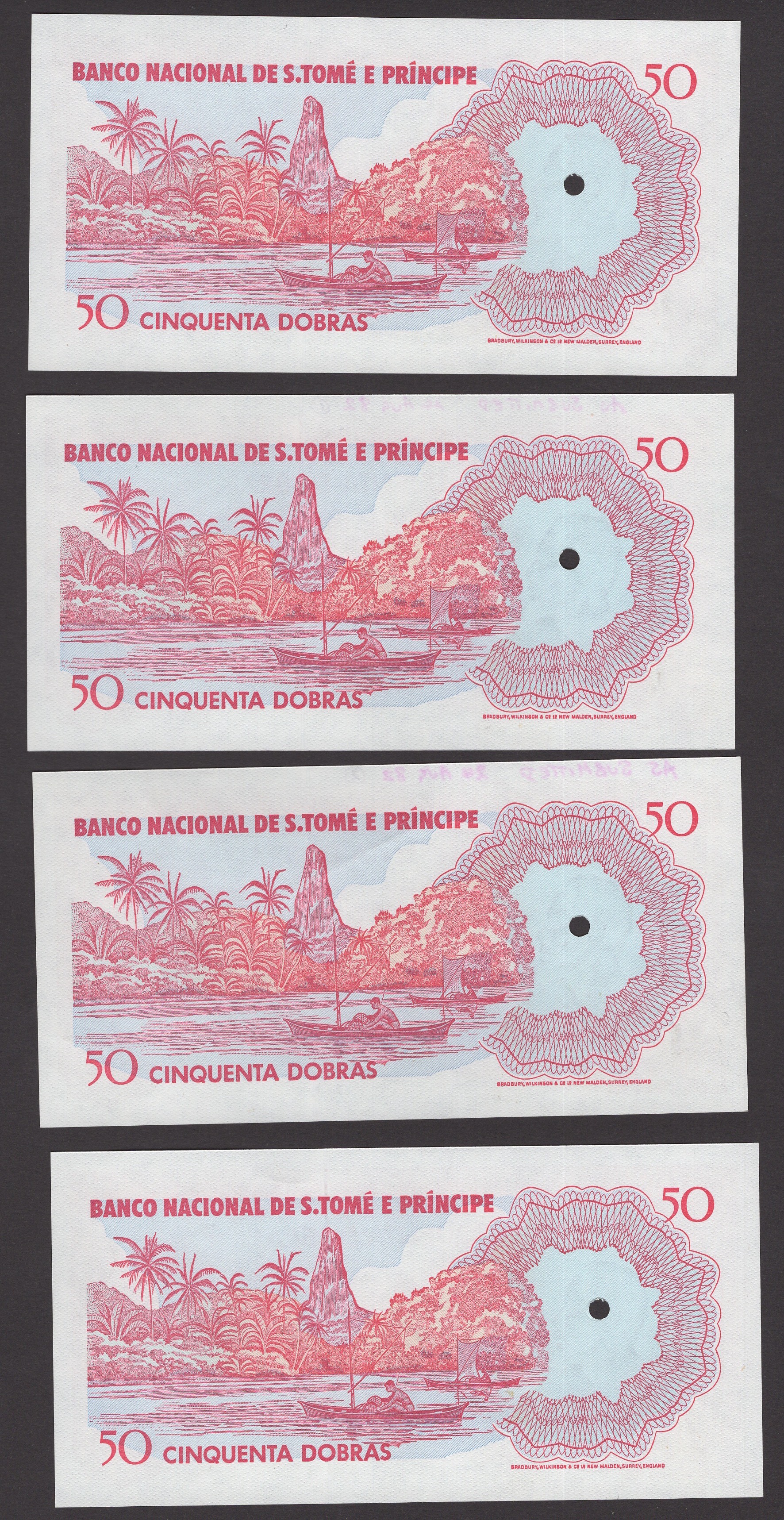 Banco Nacional de S.Tome e Principe, a group of proofs (8) for the updated 1982 issue of 50... - Bild 2 aus 4