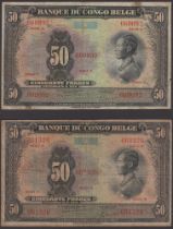 Banque du Congo-Belge, 50 Francs (4), ND (1942-48), series A, B, C and G, serial numbers...