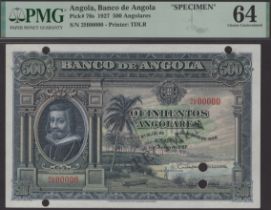 Banco de Angola, specimen 500 Angolares, 1 June 1927, serial number 2H00000, hollow black...