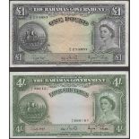 Bahamas Government, 4 Shillings and Â£1, ND (1963), serial numbers A/6 986151 and A/5...