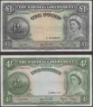 Bahamas Government, 4 Shillings and Â£1, ND (1963), serial numbers A/6 986151 and A/5...