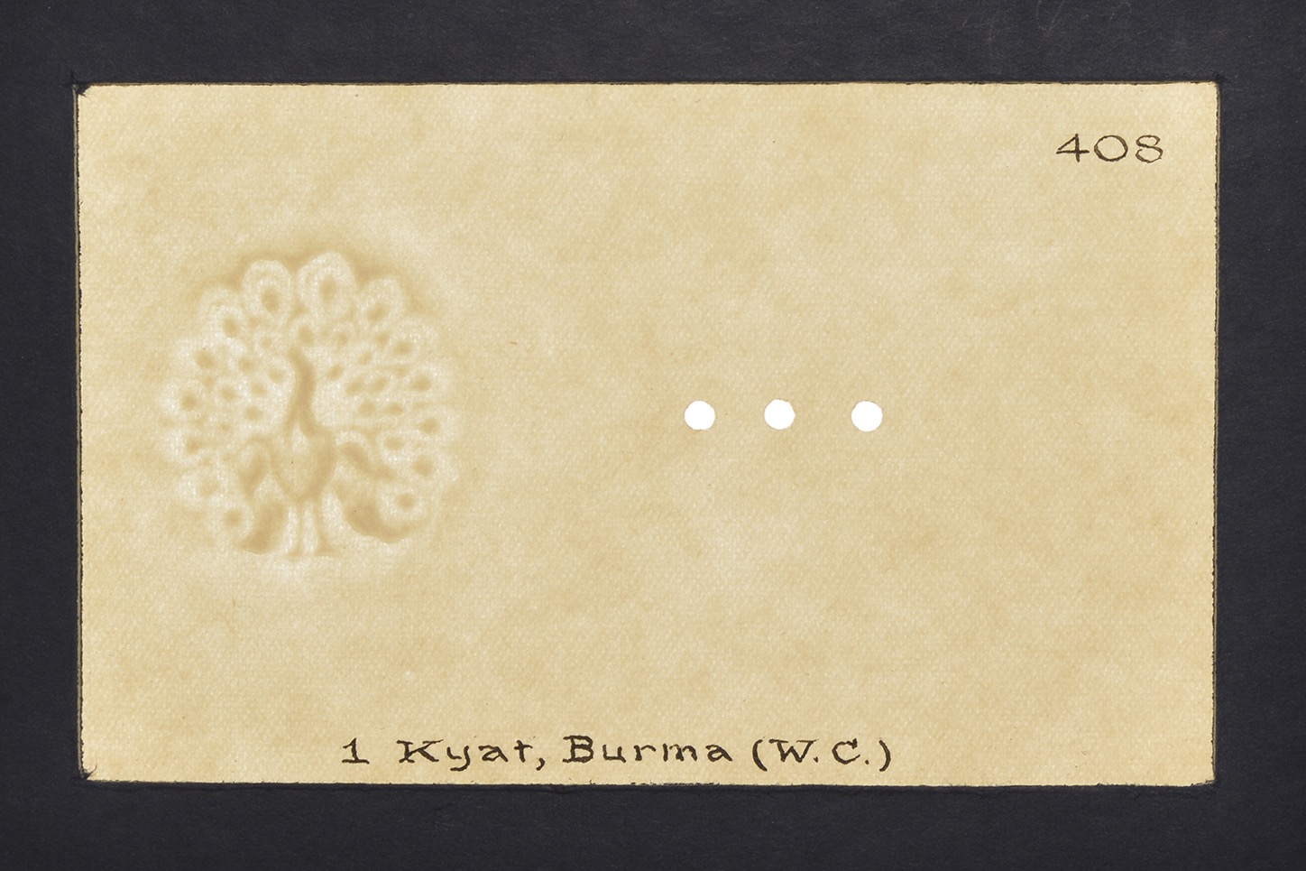 Union Bank of Burma, watermarked papers for 1 and 10 Kyats, ND (1953), glued into... - Bild 2 aus 2