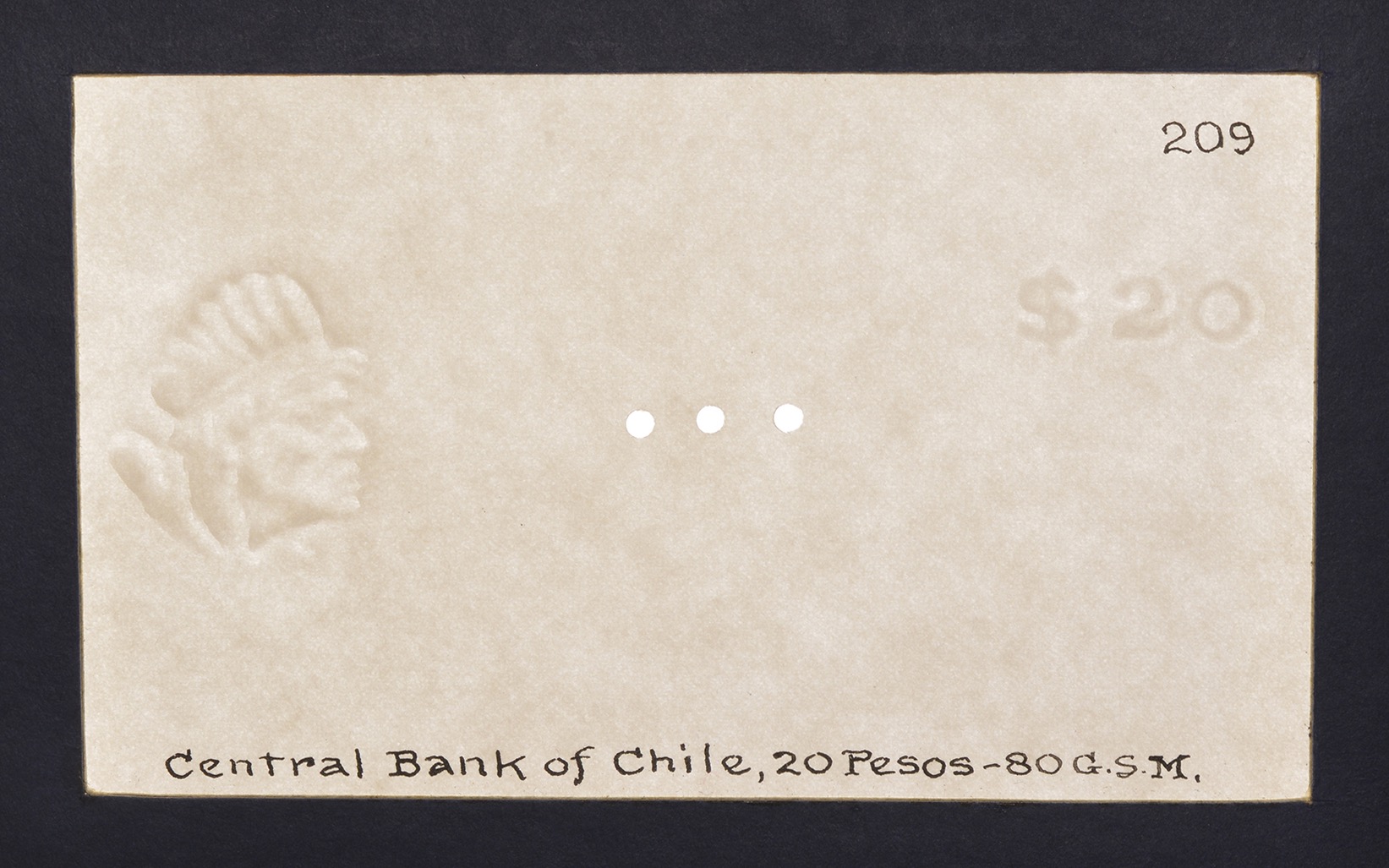 Banco Central de Chile, watermarked paper for the 5, 10 (3) and 20 Pesos (2), issue of... - Image 5 of 6