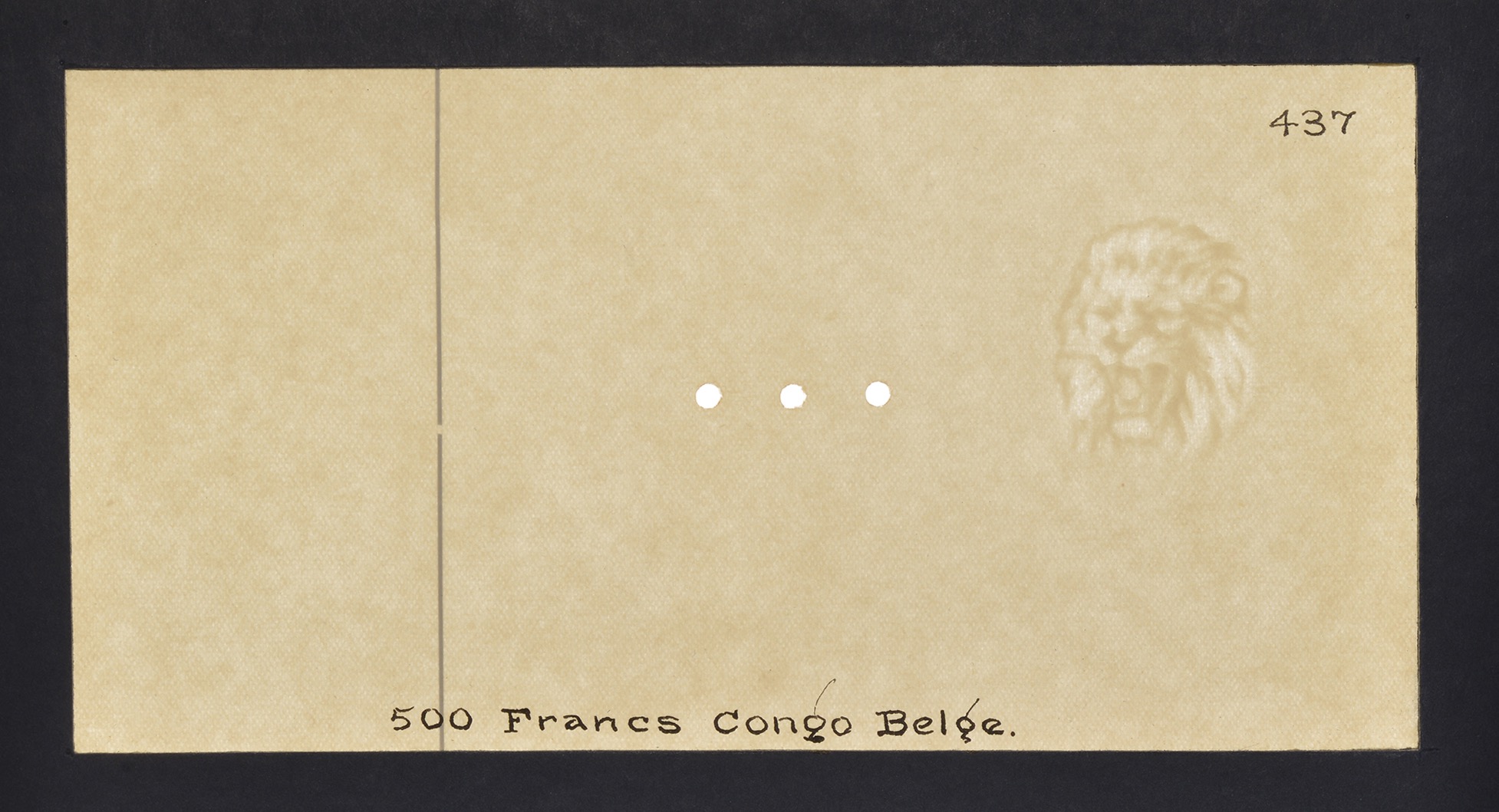 Banque Centrale du Congo Belge et du Ruanda-Urundi, watermarked paper for 20, 100, 500 and... - Image 4 of 4