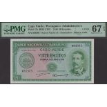 Banco Nacional Ultramarino, Cape Verde, 20 Escudos, 16 June 1958, serial number 082505,...