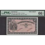 Banque de la Martinique, specimen 5 Francs, ND (1942), serial number 0000 0000, two hollow...