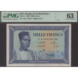 Banque de la Republique du Mali, 1000 Francs, 22 September 1960, serial number A26 131952,...