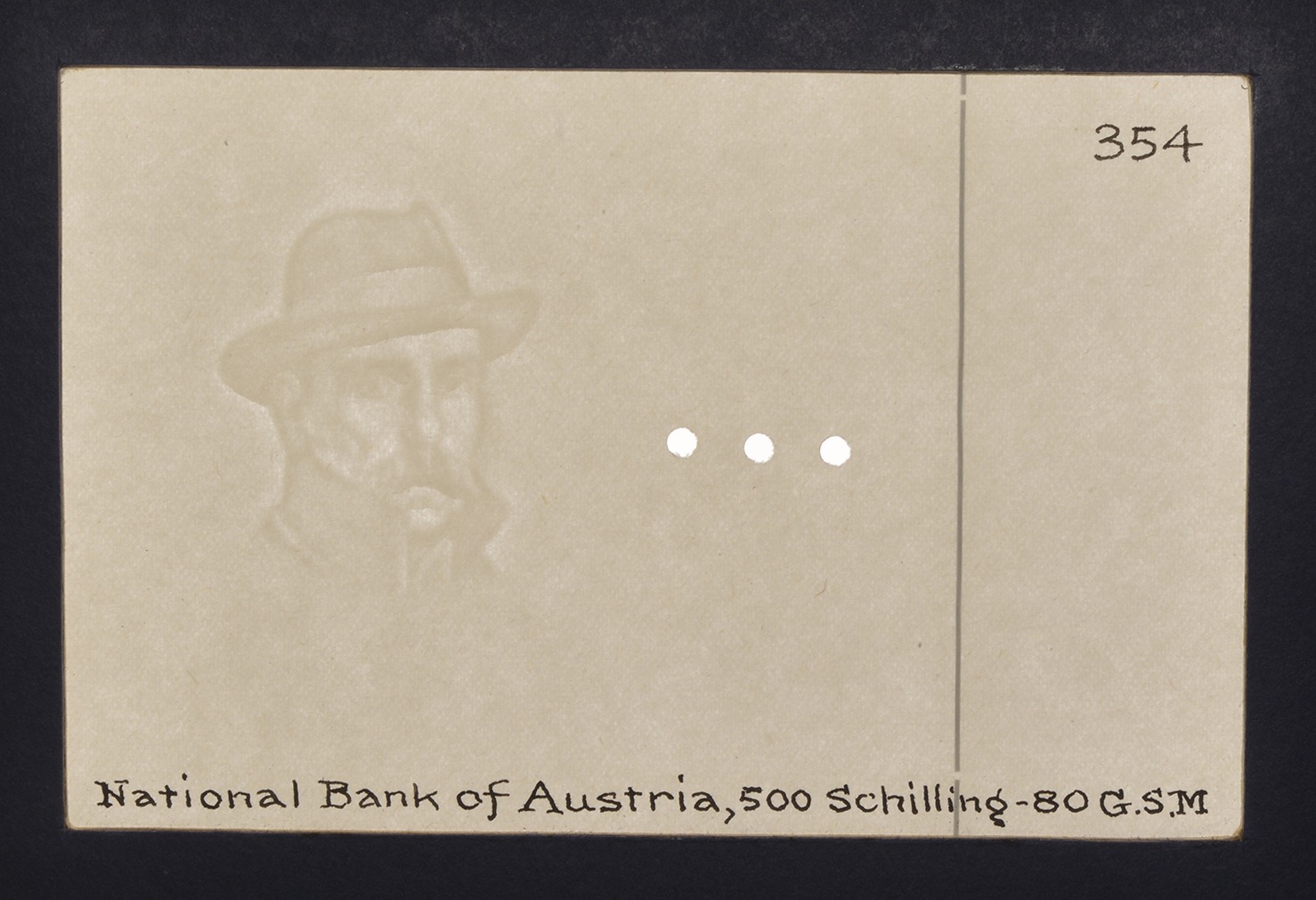 Osterreichsche Nationalbank, watermarked paper as used on the 100 Schilling, 2 January... - Bild 4 aus 4